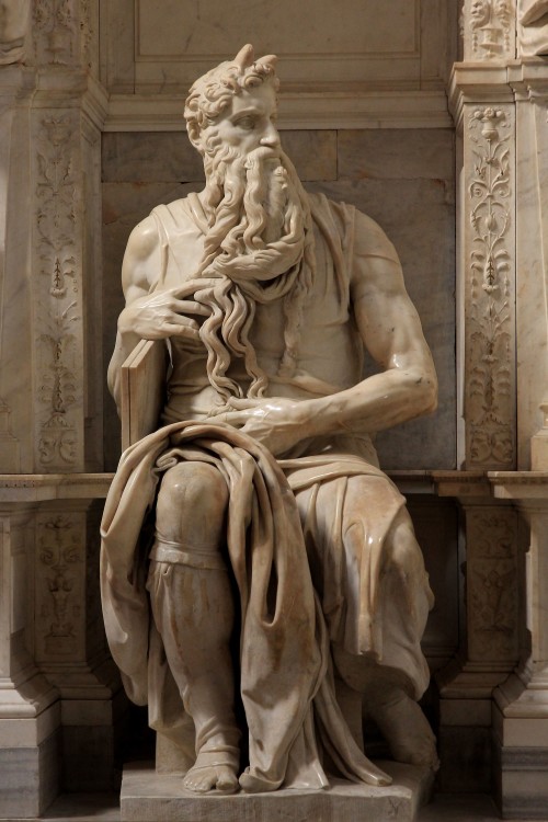 Michelangelo's iconic sculpture of Moses. [Photo: Jörg Bittner Unna / Wiki Commons]