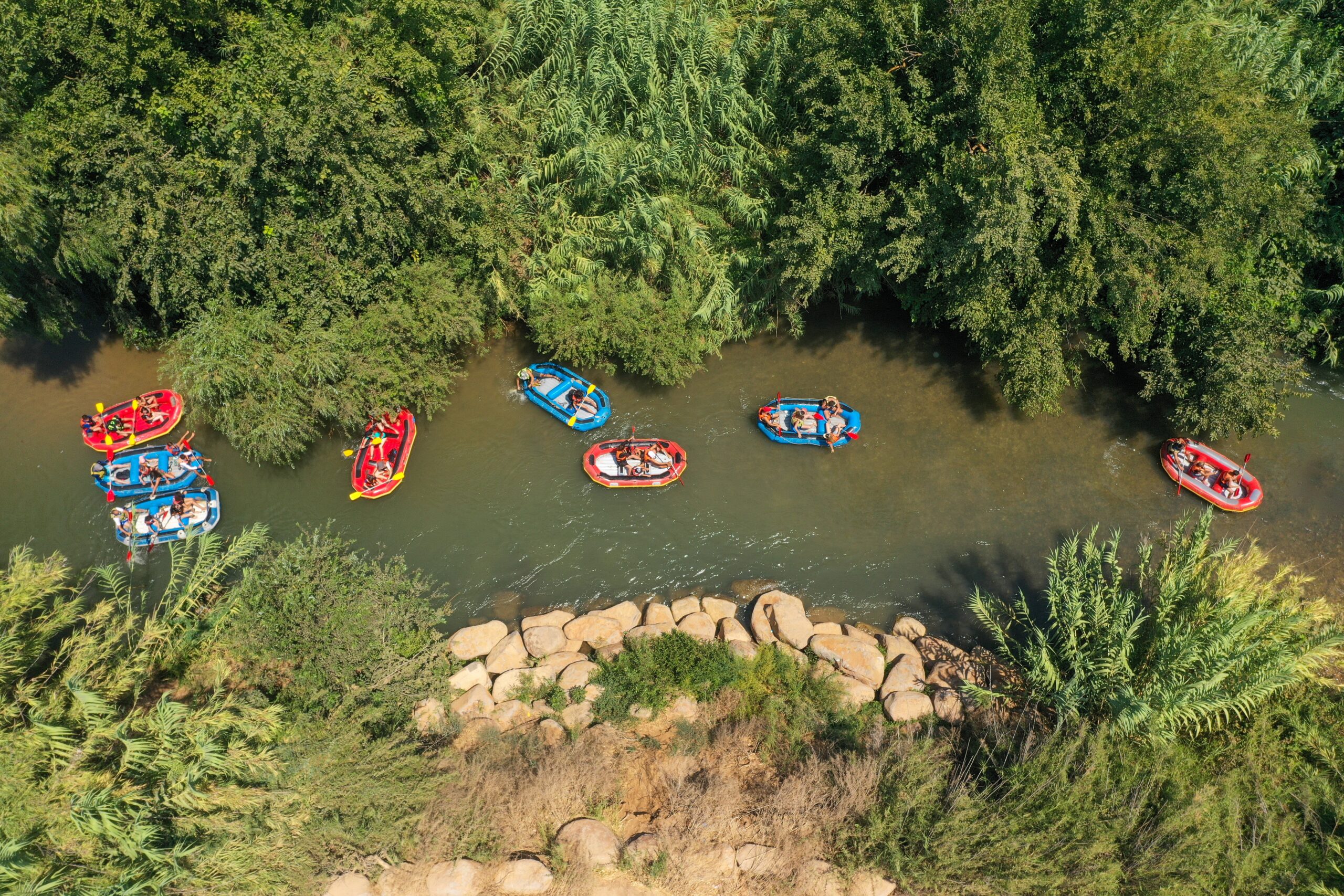 Rubber,Boats,At,The,Jordan,River,,Heading,Downstream.
